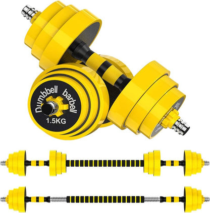 Adjustable 2-in-1 Dumbbell and Barbell Set with Non-Slip Grip for Home, Gym, and Office - 55LB Barbell or 27.5LB Dumbbell Pair